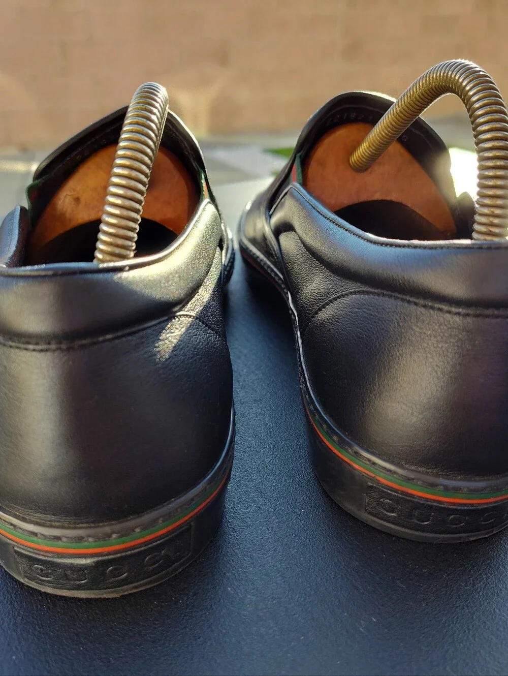 Gucci Black Guccissima Leather Slip On Sneakers Size US 9